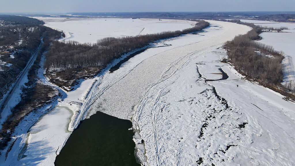 An ice blockage extends